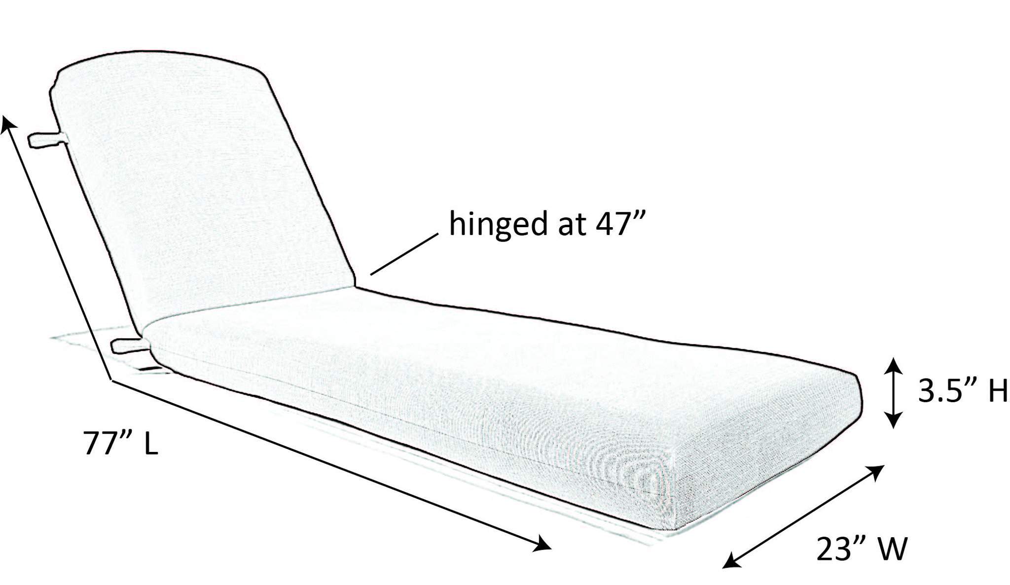 77 x 23 Deluxe Cast Aluminum Chaise Cushion | Cushion Connection