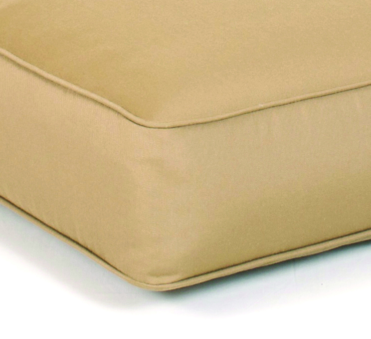 Boxed Edge Seat Cushion 3 Thick with Same Fabric Welt and Ties