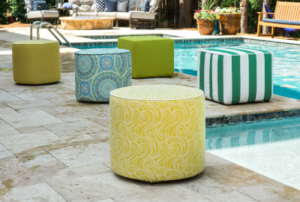 Outdoor living accessories and pool stools from Cushion Connection.